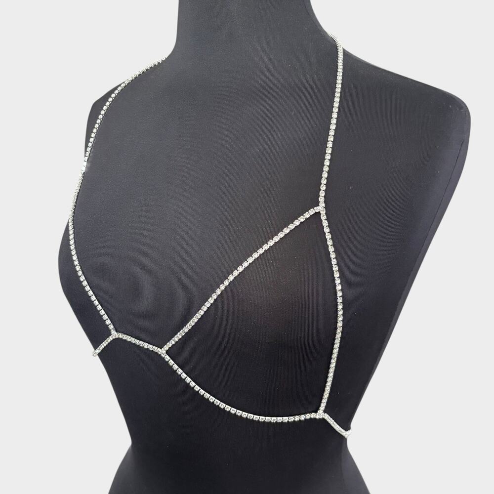 Silver Rhinestone Front Body Chain - Picture 2 of 5
